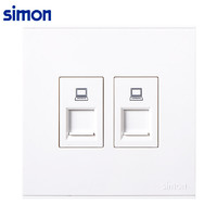 simon 西蒙电气 西蒙(SIMON)开关插座 网络插座面板双口 86型电脑网口插座 E6系列二位电脑插座 象牙白色 725228
