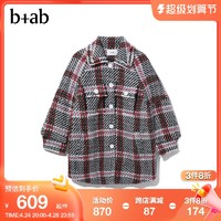 b+ab 女装夹克外套冬季休闲时尚粗毛呢格纹外套W1125I