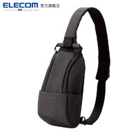 ELECOM 宜丽客 单肩包相机包胸包挎包多功能休闲运动摄影斜跨卡片相机包背包男女包 黑色