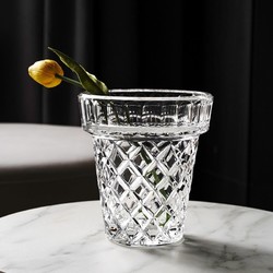 BOHEMIA 捷克原装进口 钻石纹水晶玻璃小花盆花瓶个性摆件客厅轻奢