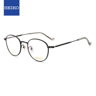SEIKO 精工 眼镜框男女全框钛材商务休闲近视眼镜架HC3021 193 49mm哑黑色
