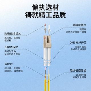 海乐（Haile）万兆多模光纤跳线LC-LC低烟无卤双芯跳纤OM3-300UPC接头50/125尾纤10米HJ-2LC-LC-MT10