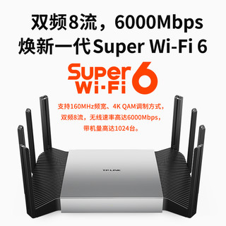 TP-LINK 普联 TL-XDR6080易展Turbo版 AX6000双频Super WIFI6千兆无线路由器（2.5G光口）多WAN口家用大户mesh组网