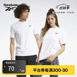 Reebok 锐步 官方男女同款TEE基础LOGO款白色休闲短袖运动T恤 GC9268 A/L