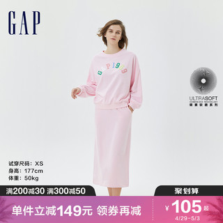Gap 盖璞 女装春季2023新款樱花粉LOGO廓形法式圈织软卫衣591093运动