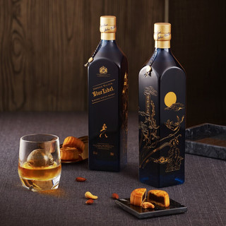 尊尼获加（JOHNNIE WALKER）御玖轩 尊尼获加金牌蓝牌苏格兰调配型威士忌可乐桶进口洋酒 尊尼获加情出于蓝（一套）