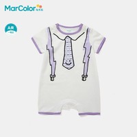 MarColor 马卡乐 森马旗下-马卡乐童装2021年夏新裙子造型全棉肩开扣中性婴童连体