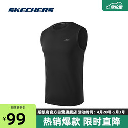 SKECHERS 斯凯奇 夏季男子无袖T恤衫P223M060 碳黑/0018 S