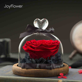 JoyFlower 玻璃罩永生花 嫣红玫瑰