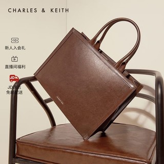 CHARLES & KEITH CHARLES&KEITH早春新品CK2-30671186包包女包手提大容量托特包 Dark Brown深啡色 XL