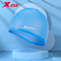 XTEP 特步 儿童泳帽青少年男女童舒适防水游泳帽专业游泳训练装备硅胶泳帽 D190006 蓝色 均码
