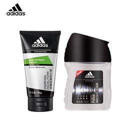 adidas 阿迪达斯 男士套装 炭爽洁面膏100g+沐浴露100ml