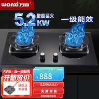 wanxi 万喜 家用燃气灶煤气灶双灶5.2大火力天然气灶 JX76B8 液化气