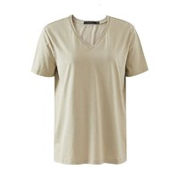 MECITY 纯棉MECITY女装春夏新款V领水绿色仙女气质减龄减龄短袖T恤