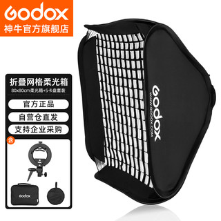 Godox 神牛 S卡盘80x80cm柔光箱神牛V860II TT685 AD200 支架 多功能外拍灯卡盘支架(带网格)套装