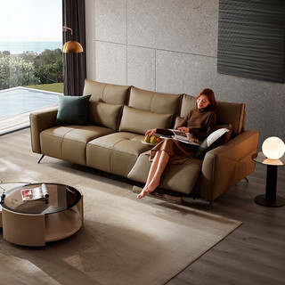 KUKa 顾家家居 现代意式小户型功电动能皮沙发零靠墙可翻折靠头沙发6135
