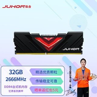 JAZER 棘蛇 DDR4 2666MHz 台式机内存条 32GB