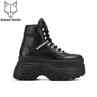 NAKED WOLFE SPIKE/Naked Wolfe女鞋厚底松糕鞋真皮高帮潮牌增高时尚休闲鞋子