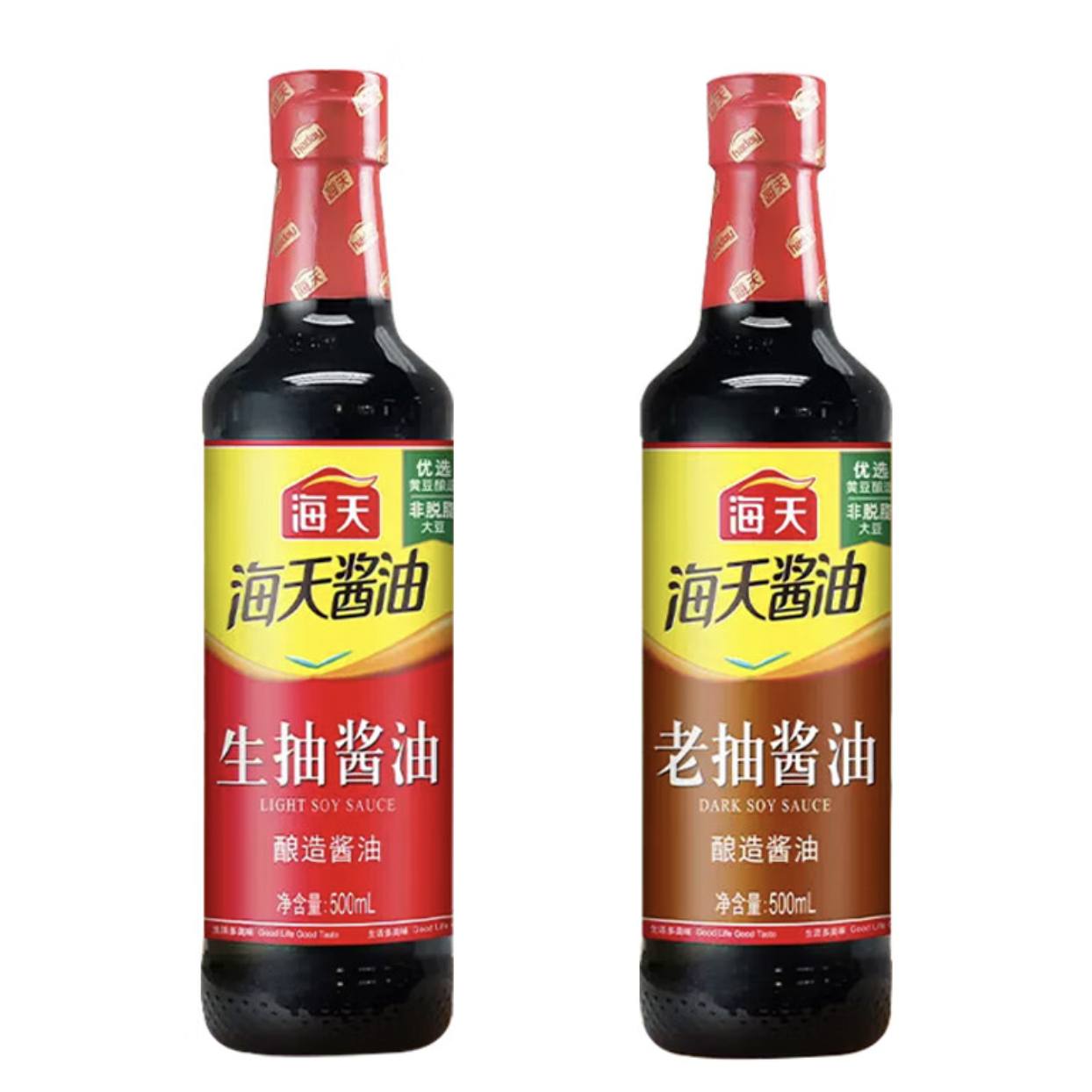 海天 酱油组合装 500ml*2瓶（老抽酱油500ml+生抽酱油500ml）