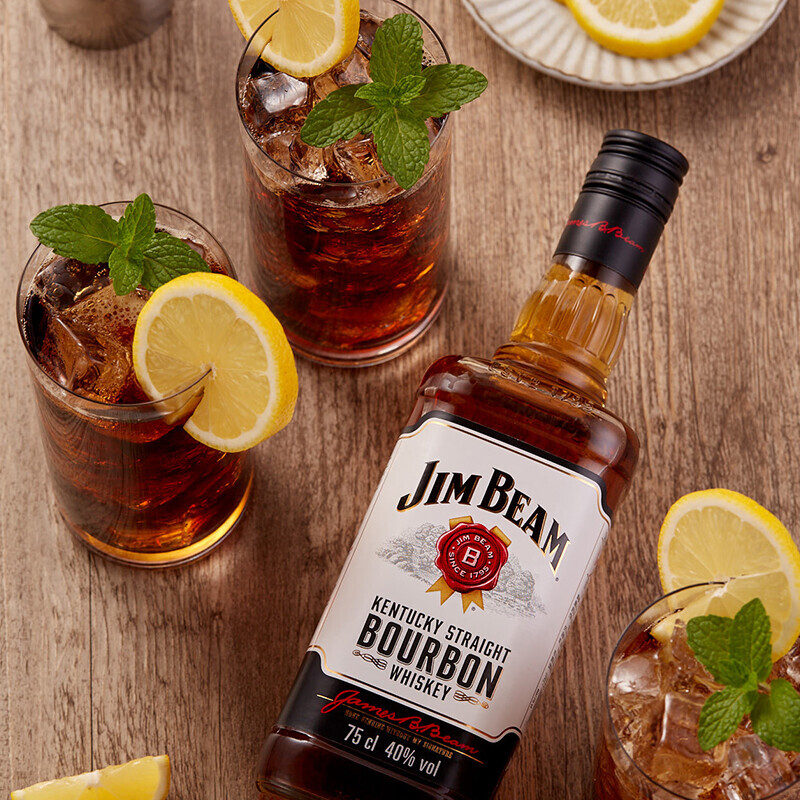 JIM BEAM 金宾 占边波本波旁威士忌  大金宾大占边 金宾大白占边白1L 1000ml大瓶