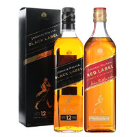 JOHNNIE WALKER 尊尼获加 黑牌+红牌 调和 苏格兰威士忌 40%vol 1L*2瓶