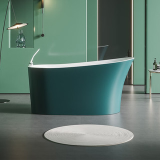 浪鲸（SSWW） 卫浴 浴缸一体成型独立式小户型浴缸成人家用洗澡泡澡池 1.3m墨绿色-配件缸 收货请及时验货