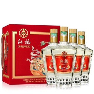 WULIANGYE 五粮液 生态酿酒 红福喜宾 浓香型 52度 500ml*4瓶 礼盒装宴请酒水精选