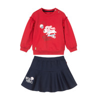 春秋女童套装卫衣半裙全棉运动套装 90 珊瑚红