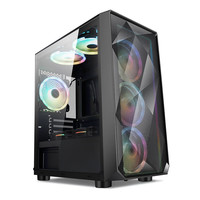 PowerTrain 动力火车 魔盒3机箱黑色 M-ATX主板机箱 钻面切割 镂空面板 全景侧透 支持240水冷 340长显卡