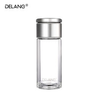 PLUS会员：DELANG 德琅 8001 双层玻璃杯 320ml 钢本色