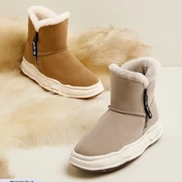 百思图冬商场新款加绒加厚抗寒保暖雪地靴大棉鞋女短靴CD320DD2 驼色 34