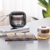 南山先生 旅行茶具套装 4件套 茶白