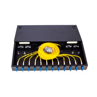 通信汪（CommKing）光纤终端盒12口单模光缆熔接盒24芯机架式1U配线架满配尾纤法兰盘LC接口 FOTB-24LC-SM