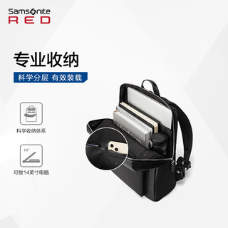 Samsonite 新秀丽 电脑包双肩包14英寸笔记本背包女书包旅行包商务通勤包 QL6黑色