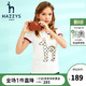 HAZZYS 哈吉斯 童装女童T恤儿童短袖夏季新品中大童简约大logo上衣 本白 105