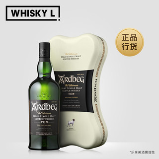 雅伯WHISKY L Ardbeg阿贝单一麦芽威士忌苏格兰进口洋酒 10年（骨头装）