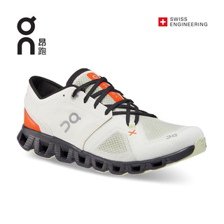 On 昂跑 男款全新一代综合体能训练运动鞋Cloud X 3 Ivory/Flame 象牙白/橘红色 41 US(M8)