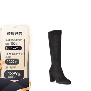 斯图尔特韦茨曼Stuart Weitzman SW女靴LIVIA 80系列黑色磨砂皮过膝长靴 WE0901348B-BLK 370