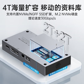 雷电3扩展坞M.2NVME&SATA硬盘盒Type-C雷电拓展坞HDMI网口转换器兼容苹果华为笔记本 11合1 灰色