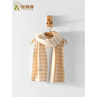 RuanMM 阮棉棉 天然彩棉宝宝围巾纯棉春秋季格子男女儿童挡风防风沙婴儿围脖 棕白格-天然彩棉 3-12岁
