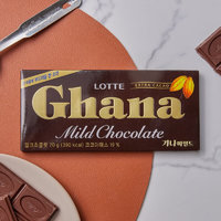 乐天加纳巧克力大板可可ghana脆米巧克力板 可可脂拍4件 ghana黑巧克力板70g