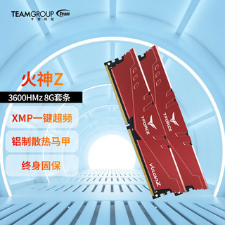 Team 十铨 火神Z系列 DDR4 3600MHz 台式机内存 马甲条 红色 32GB 16GBx2 TLZRD432G3600HC18JDC01