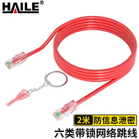 海乐（Haile）六类网线非屏蔽带锁跳线 HT-515-2M红 红色2米