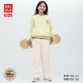 UNIQLO 优衣库 童装女童少女宽松长裤Baggy直筒阔腿休闲裤时髦甜酷风高腰 454220