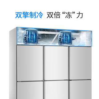 Royalstar 荣事达 六门冰箱商用冰箱铜管立式六门冰柜双温 冷藏冷冻厨房冰箱 餐饮后厨冷柜 CFS-60N6(下冷冻)