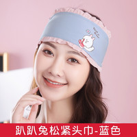 尚舒伴 坐月子帽子夏季纯棉薄款产妇帽4月份5孕妇产后防风头巾发带用品女 趴趴兔松紧头巾-蓝色 均码