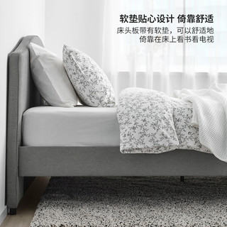 IKEA宜家HAUGA豪嘉双人床现代简约布艺床架靠背软包北欧风储物床