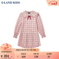 E·LAND KIDS eland kids2021年秋季女童花边翻领不规则长袖连衣裙EKOWB3822N Pin色/25 110cm