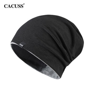 CACUSS 帽子男薄款棉包头帽套头帽月子帽空调帽BT220003黑色深灰中号