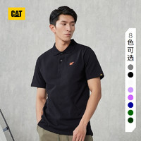 CAT卡特T恤polo衫男 2022春新款Coolmax纯翻领短袖CL1POS15221 黑色 S
